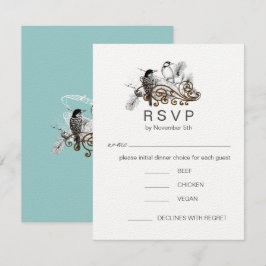 Stofbloem Blauwe Romantische Specht Liefdesvogels  Kaart