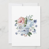 Stofbloem Blauwe Roze Perzik Bloemige Bruids-Showe Kaart (Achterkant)