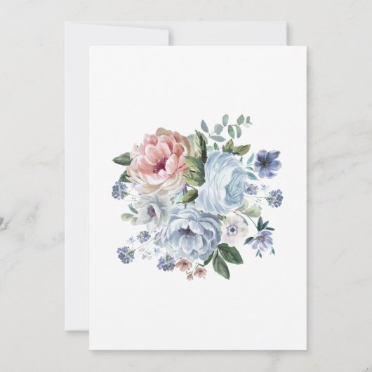 Stofbloem Blauwe Roze Perzik Bloemige Bruids-Showe Kaart (Achterkant)