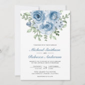 Stofbloem Blauwe Rozen QR Code Trouwen Kaart (Voorkant)
