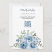 Stofbloem Blauwe Rozen QR Code Trouwen Kaart (Achterkant)