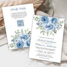 Stofbloem Blauwe Rozen QR Code Trouwen