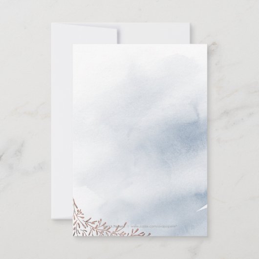 Stofbloem blauwe rustieke bloemencalligrafie dank bedankkaart (Achterkant)