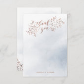 Stofbloem blauwe rustieke bloemencalligrafie dank bedankkaart (Voorkant / Achterkant)