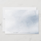 Stofbloem blauwe rustieke bloemencalligrafie save  the date (Achterkant)