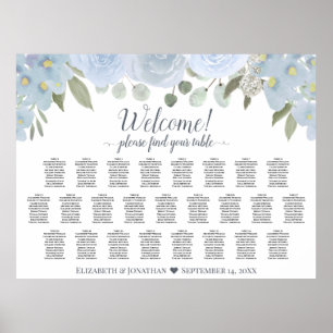 Stofbloem Blauwe Rustieke Rozen 25 Tafel Stoelenka Poster