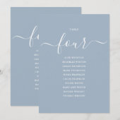 Stofbloem Blauwe Script Tafel Nummer 4 Zitplaatsin Kaart (Voorkant / Achterkant)