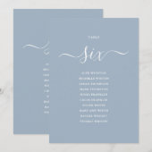 Stofbloem Blauwe Script Tafel Nummer 6 Zitplaatsen Kaart (Voorkant / Achterkant)