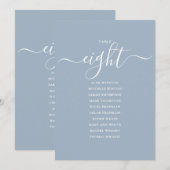 Stofbloem Blauwe Script Tafel Nummer 8 Zitplaatsin Kaart (Voorkant / Achterkant)