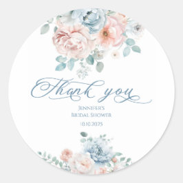 Stofbloem blauwe Something blue bruids bedankt Ronde Sticker