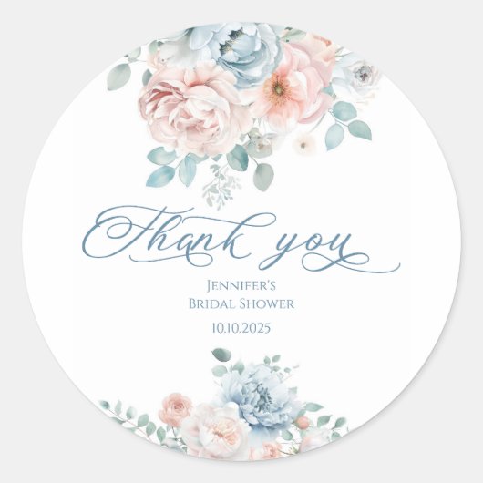 Stofbloem blauwe Something blue bruids bedankt Ronde Sticker (Voorkant)