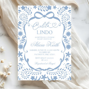 Stofbloem Blauwe Spaanse Baby Shower Cielito Lindo Kaart