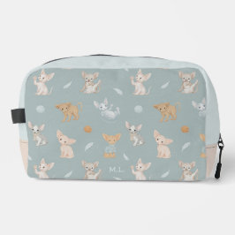 Stofbloem Blauwe Sphynx Kat Patroon Aangepaste Mon Toilettasje