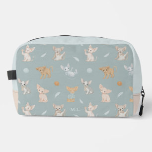 Stofbloem Blauwe Sphynx Kat Patroon Aangepaste Mon Toilettasje