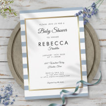 Stofbloem Blauwe Streep Gouden Baby Shower