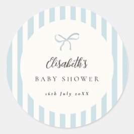 Stofbloem Blauwe Strepen Klassieke Strik Ronde Sticker
