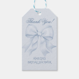 Stofbloem Blauwe Strik Bruiloft Feest Bedankt Cadeaulabel