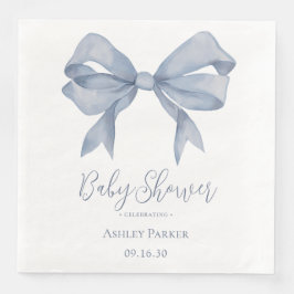 Stofbloem Blauwe Strik Jongens Baby Shower Servet