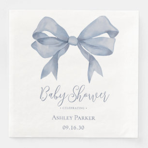 Stofbloem Blauwe Strik Jongens Baby Shower Servet