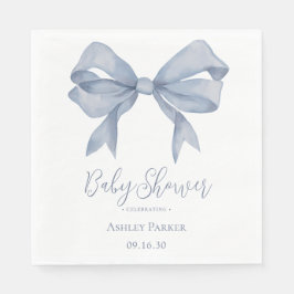 Stofbloem Blauwe Strik Jongens Baby Shower Servet