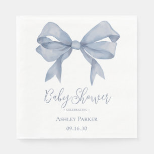 Stofbloem Blauwe Strik Jongens Baby Shower Servet
