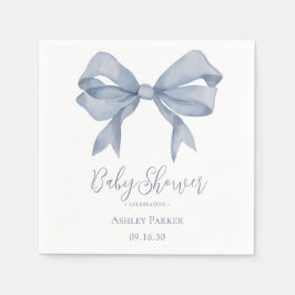 Stofbloem Blauwe Strik Jongens Baby Shower Servet