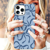 Stofbloem Blauwe Strik Monogram Case-Mate iPhone Case