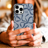 Stofbloem Blauwe Strik Monogram Case-Mate iPhone Case