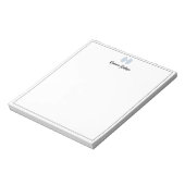 Stofbloem Blauwe Strik Rand Script Aangepaste Naam Notitieblok (Linkerzijde)