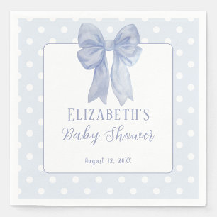 Stofbloem Blauwe Strik Stippen Baby Shower Servett Servet