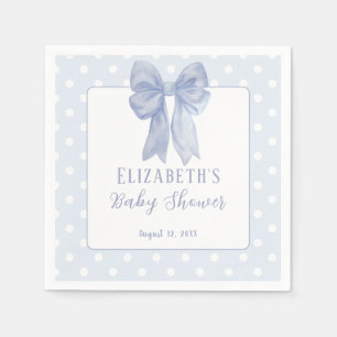 Stofbloem Blauwe Strik Stippen Baby Shower Servett Servet