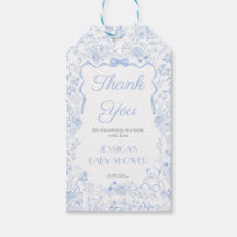 Stofbloem Blauwe strik Vintage Baby Shower Bedankt