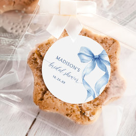 Stofbloem Blauwe Strik Zij Knoop Haar Knoop Bruids Ronde Sticker
