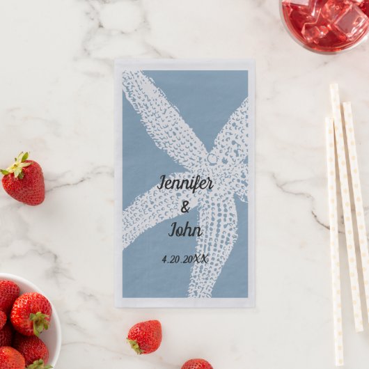 Stofbloem Blauwe Tropische Zeester Bruiloft 2023 Servet (Insitu)