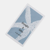 Stofbloem Blauwe Tropische Zeester Bruiloft 2023 Servet (Hoek)