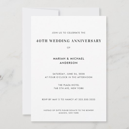 Stofbloem Blauwe Uitnodiging Huwelijksjubileum Elk (Achterkant)