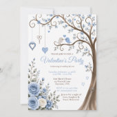 Stofbloem Blauwe Valentijnsfeest Kaart (Voorkant)