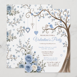 Stofbloem Blauwe Valentijnsfeest Kaart