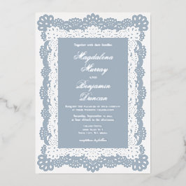 Stofbloem Blauwe Vintage Elegante Victoriaanse Kan Folie Uitnodiging