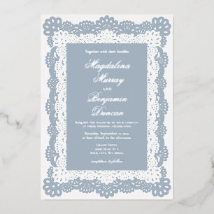 Stofbloem Blauwe Vintage Elegante Victoriaanse Kan Folie Uitnodiging