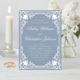 Stofbloem Blauwe Vintage Elegante Witte Scriptie B Kaart