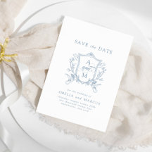 Stofbloem Blauwe Vintage Kuif Save the Date