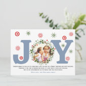 Stofbloem blauwe vreugde, kerst bloemenkrans foto feestdagenkaart (Staand voorkant)