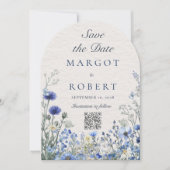 Stofbloem Blauwe Wilde Bloem Boog Bewaar De Datum  Kaart (Voorkant)