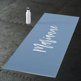 Stofbloem blauwe witte aangepaste naam script yogamat