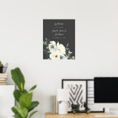 Stofbloem Blauwe & Witte Bloemstuk Welkom Huwelijk Poster (Thuiskantoor)