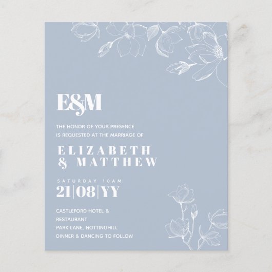 Stofbloem Blauwe Witte Magnolia's Trouwfeest (Voorkant)