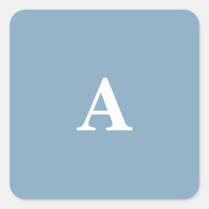 Stofbloem Blauwe Witte Monogrammen Eenvoudig Minim Vierkante Sticker
