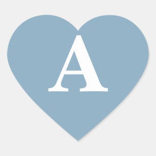 Stofbloem Blauwe Witte Monogrammen Eenvoudige Brui Hart Sticker