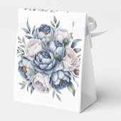 Stofbloem Blauwe & Witte Pioen Huwelijk Bedankdoosjes (Achterkant)